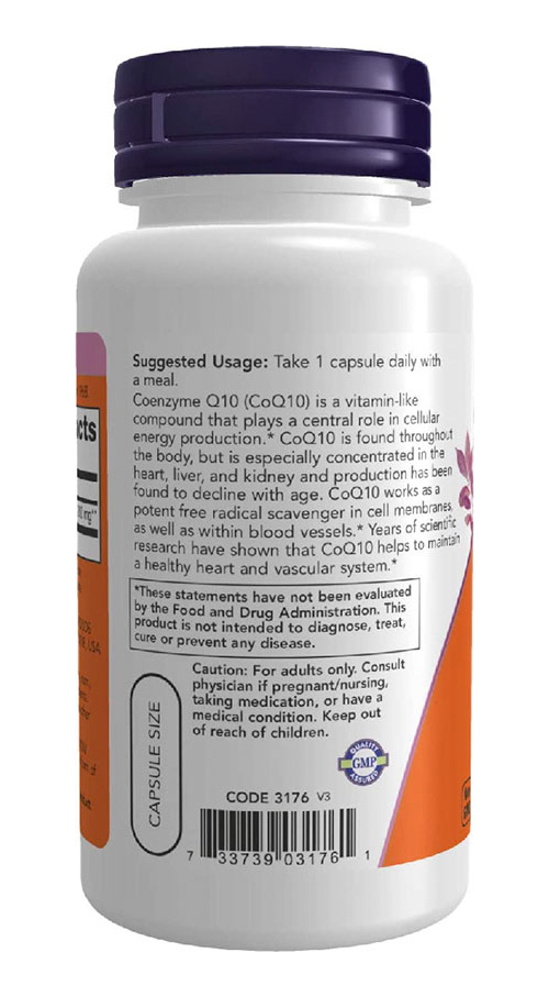Now Foods Coenzima Coq10 200mg 60cap Distribuidor Autorizado - Imagem 3
