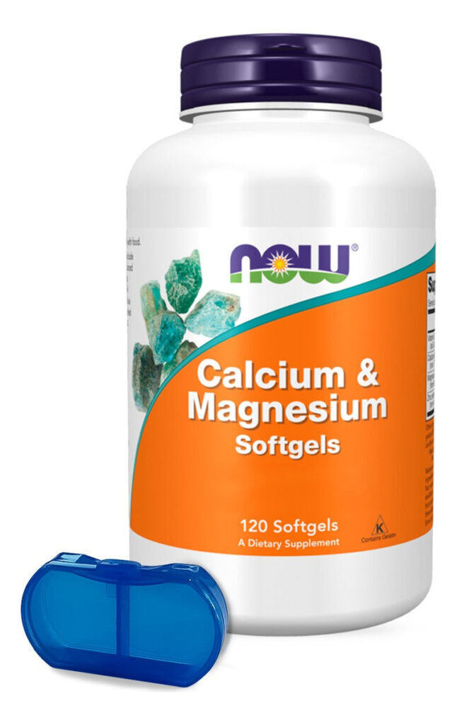 Cálcio E Magnésio Now Foods 120soft + Porta Cápsulas