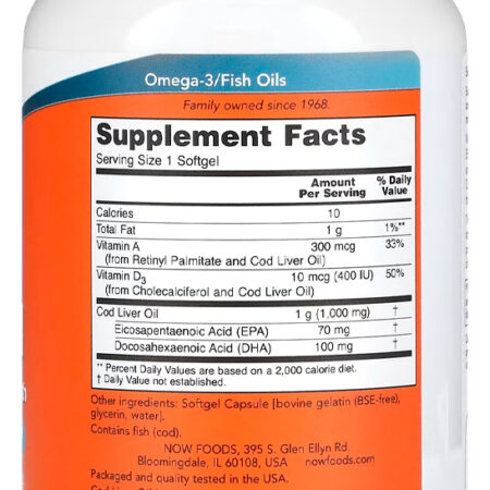 Óleo Fígado Bacalhau 1000mg 180 Soft Importado 5un Now Foods - Imagem 4
