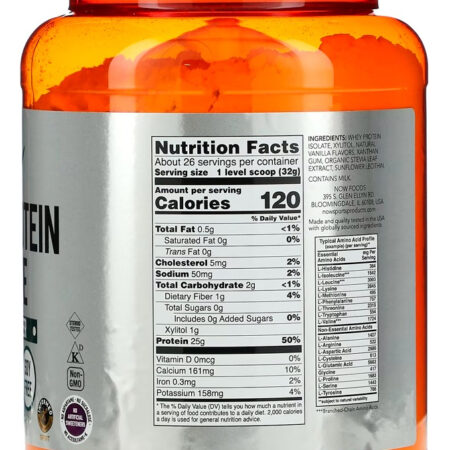 Whey Protein Pó 816 G Sabor Baunilha Importado 4un Now Foods - Imagem 4