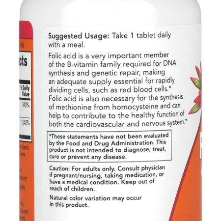 Ácido Fólico E Vitamina B12 800mcg Now Foods 250tabs Eua/usa - Imagem 3