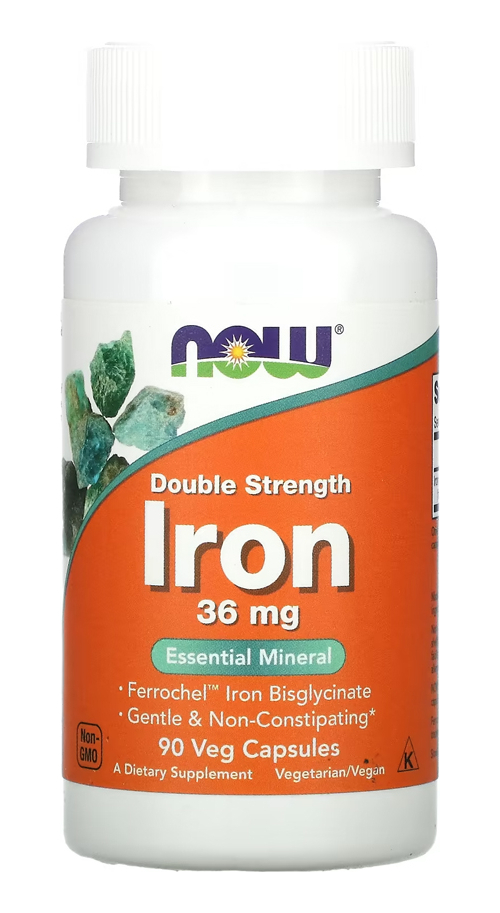 Bisglicinato De Ferro 36mg Now Foods Iron 90 Veg Caps