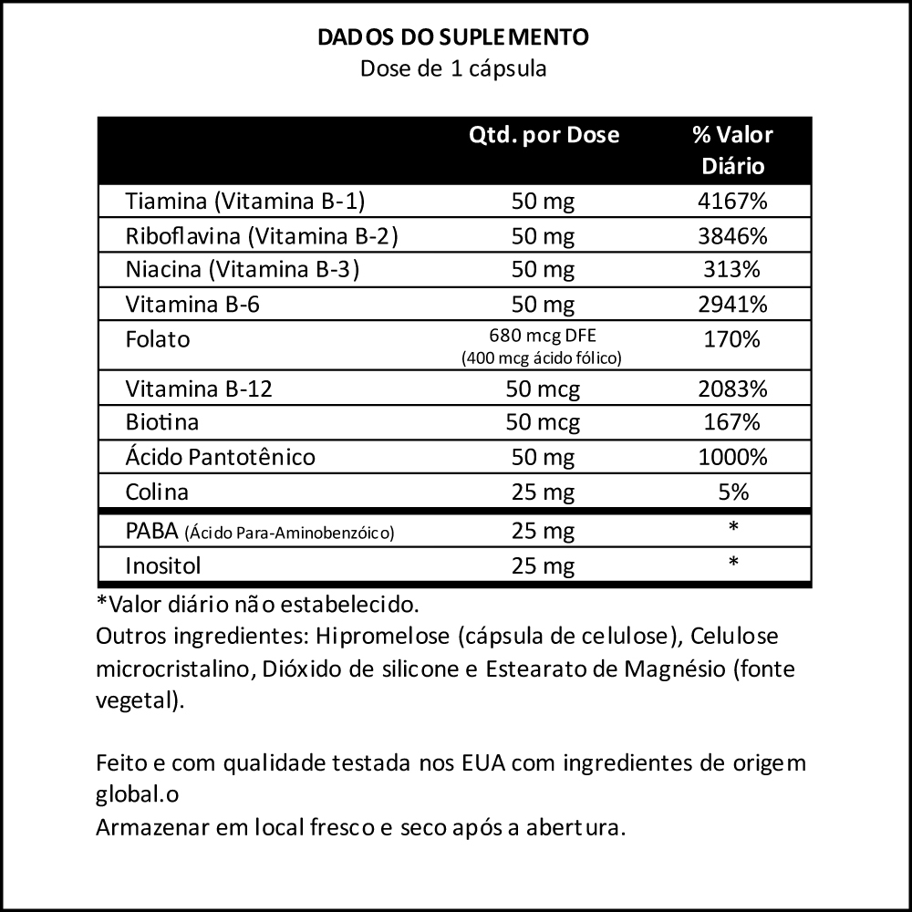 Vitamina B50 Now Foods Complexo B 100cáps + Porta Cápsulas - Imagem 4