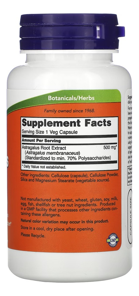 Astragalus Erva Chinesa 500mg 90cáps Importado 2un Now Foods - Imagem 3