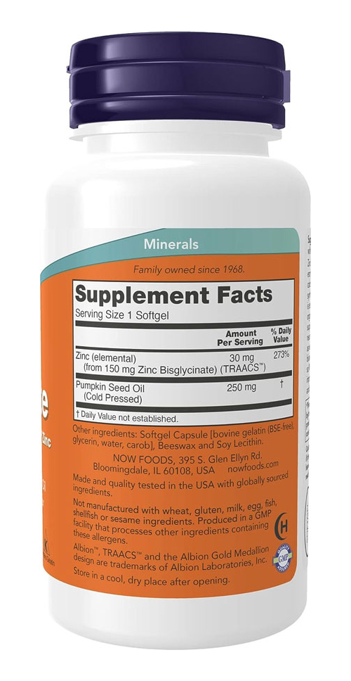 Glicinato De Zinco 30mg Nowfoods Zinc Glycinate 120softg 2un - Imagem 4
