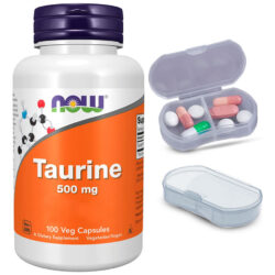 Taurina Taurine Now Foods 500mg 100 Caps + Porta Cápsulas