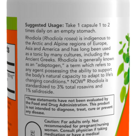 Extrato Rhodiola 500 Mg Now Foods 120 Veg Cáps Importado 4un - Imagem 4