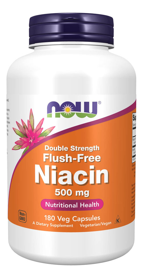 Niacina 500mg Now Foods Dupla Força 180cáps Importado