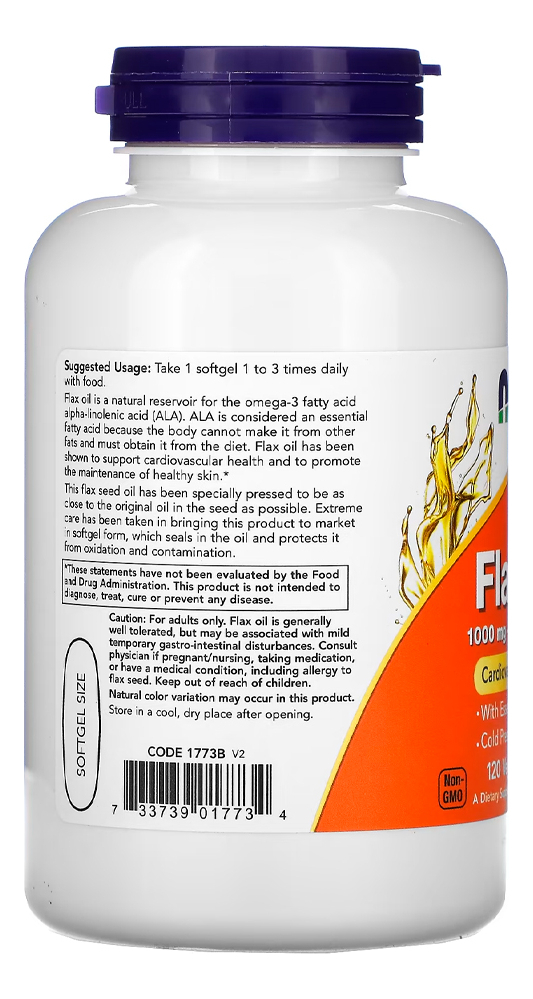 Óleo De Linhaça 1000mg Now Foods 120 Soft Importado - Imagem 2
