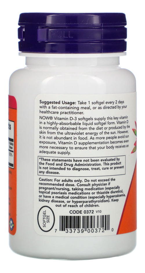 Now Foods Vitamina D3 5000iu 120soft Distribuidor Autorizado - Imagem 3