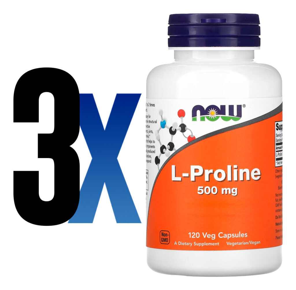 L-prolina 500mg Now Foods 120 Veg Caps Importado 3un - Imagem 2