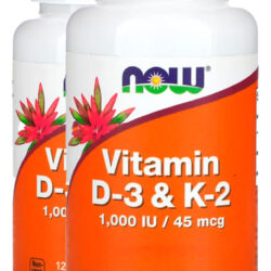 Vitamina D3 25mg+vit K2 45mg 120 Cap Importado 2un Now Foods