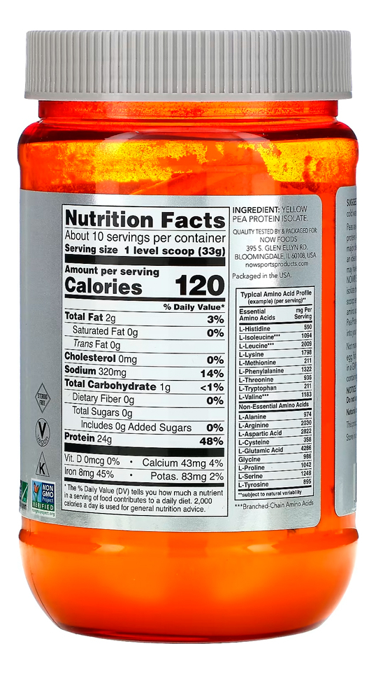 Proteína Pea Ervilha Now Foods 340g Sem Sabor Importado - Imagem 3