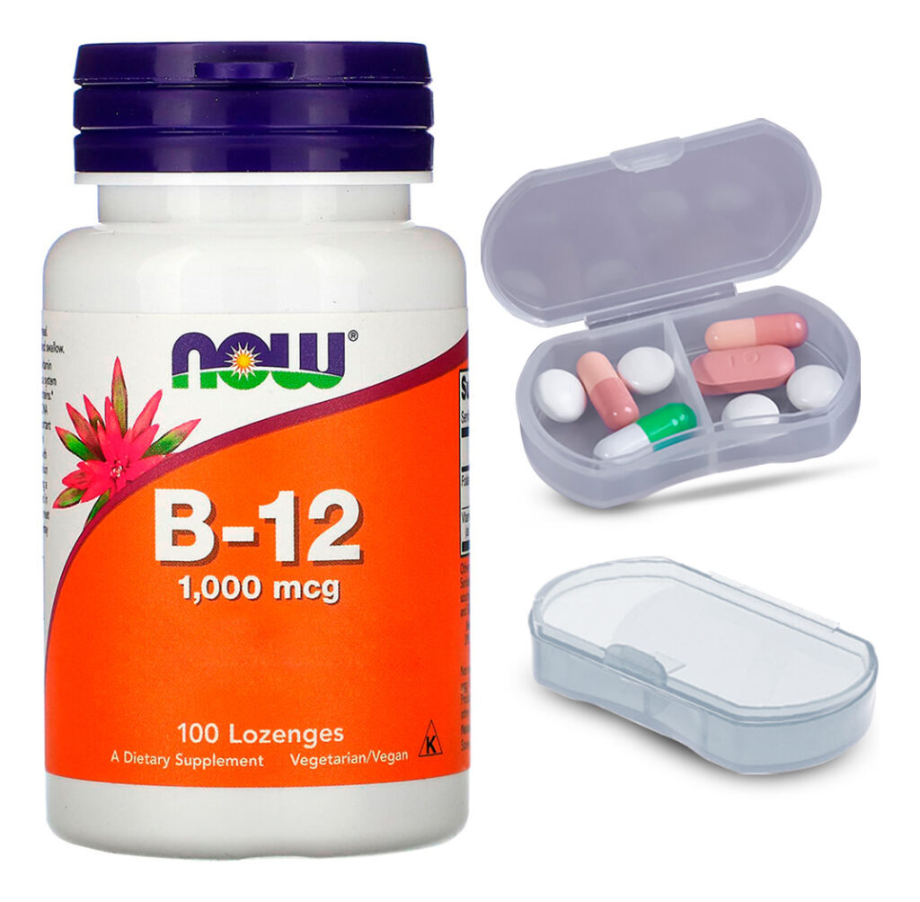 Vitamina B-12 Ácido Fólico Nowfoods 100past + Porta Cápsulas