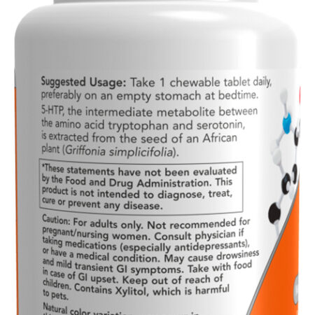 5-htp 100mg Now Foods 90 Chewables Importado 5un - Imagem 3