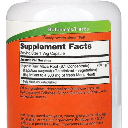 Raw Maca Peruana 750mg 90 Cápsulas Importado 4un Now Foods - Imagem 3