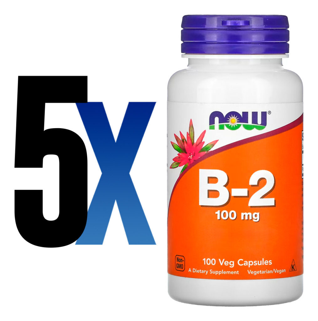 Vitamina B2 100mg Now Foods Riboflavina 100cáp Importado 5un - Imagem 2