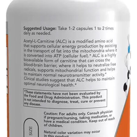 Acetil L-carnitina 500mg Now Foods 100 Vegcaps 5un - Imagem 5