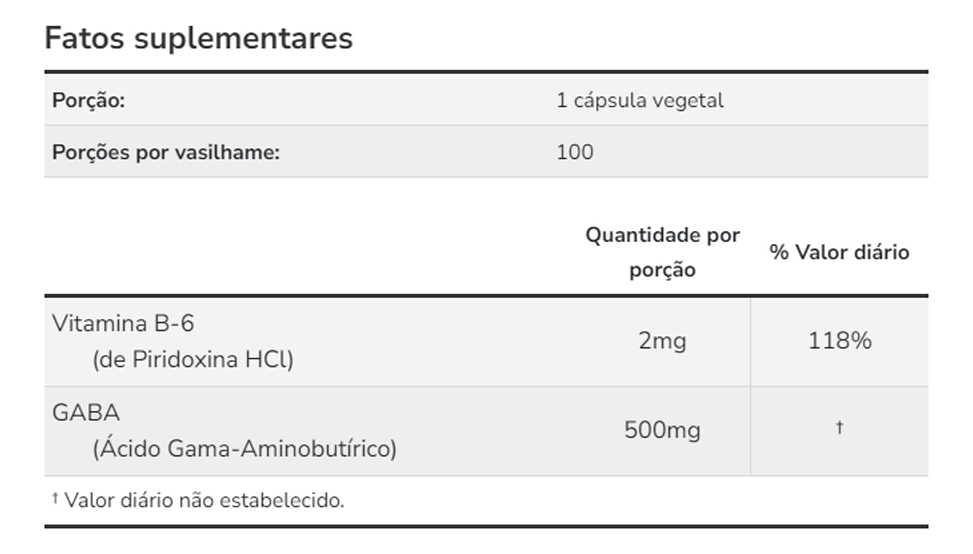Ácido Gaba 500mg Now Foods Com Vitamina B-6 200 Veg Caps - Imagem 5