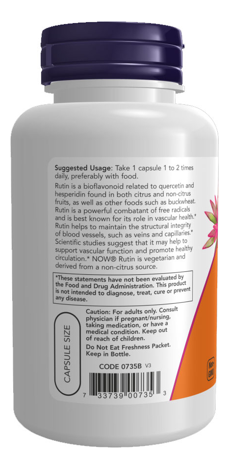Rutina 450mg Now Foods Ritin 100cáps Importado 5un - Imagem 2