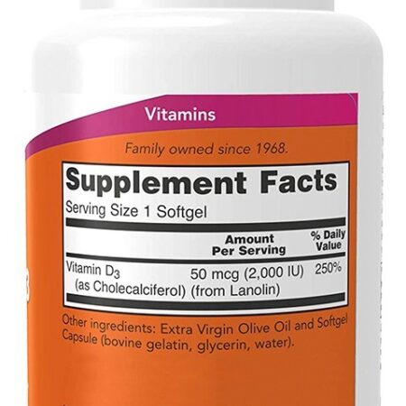 Vitamina D3 2000 Iu Alta Potência Now Foods 120softgls - Imagem 3