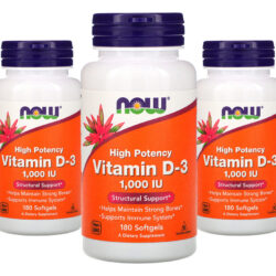 Vitamina D3 1000 Iu Alta Potência Now Foods 180softgls 3un Sabor Sem Sabor