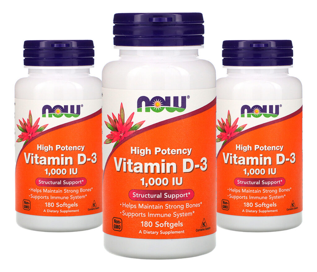Vitamina D3 1000 Iu Alta Potência Now Foods 180softgls 3un Sabor Sem Sabor