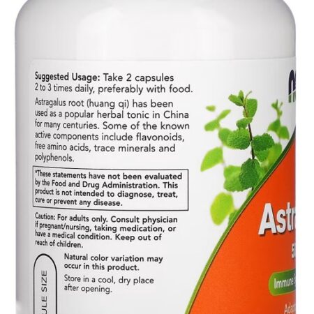 Astragalus 500mg Now Foods 100 Veg Cápsulas - Imagem 3