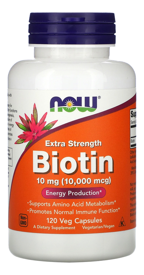 Biotina 10mg Extra Força Now Foods 120veg Caps 5un - Imagem 3
