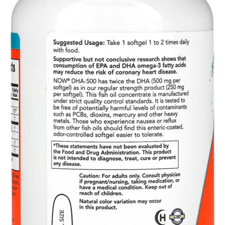 Dha Óleo De Peixe 500mg 180 Softgels Importado 2un Now Foods - Imagem 4
