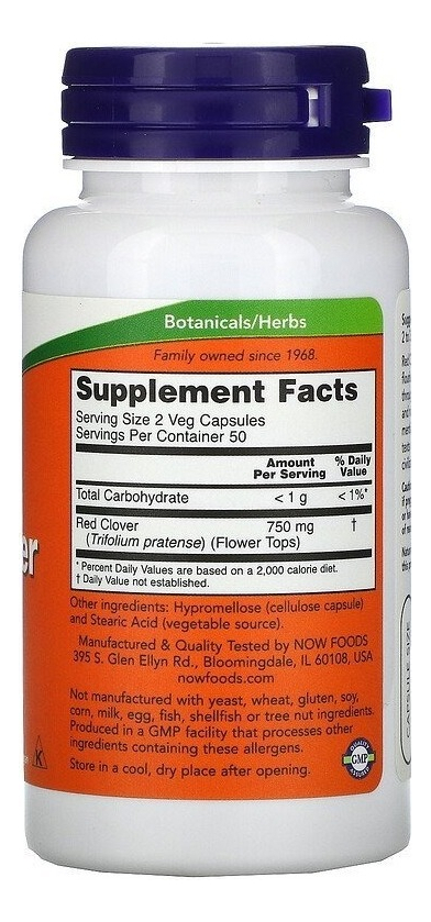Trevo Vermelho - Red Clover 375mg Now Foods 100 Caps - Usa Sabor Without Flavor - Imagem 2