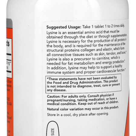 L-lysine Now Foods 1000mg L-lisina 250 Tabs Importado 3un - Imagem 4