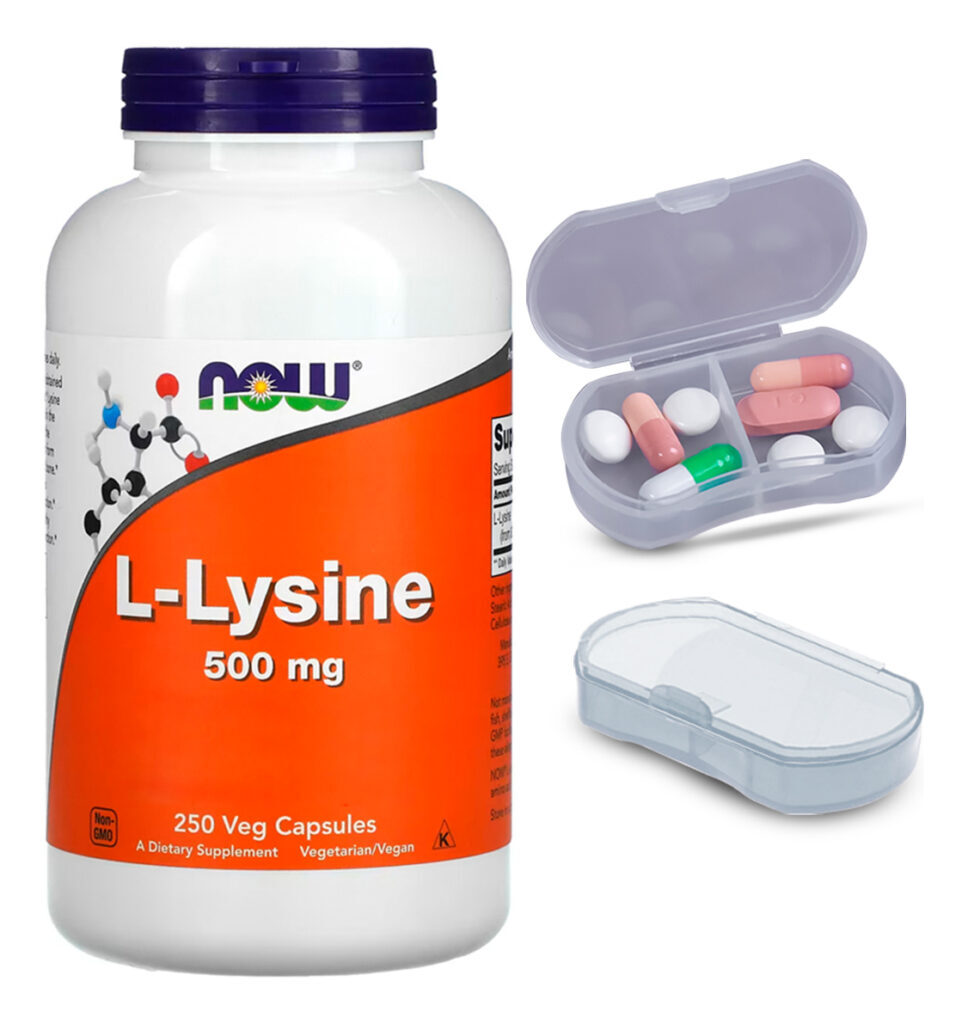 L-lisina 500mg Now Foods L-lysine 250 Caps + Porta Cápsulas