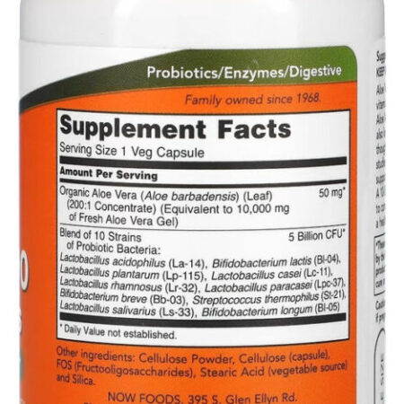Now Foods Aloe 10,000 E Probiotics 60 Cápsulas - Imagem 4