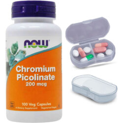 Picolinato Cromo 200mcg Now Foods 100cáps + Porta Cápsulas