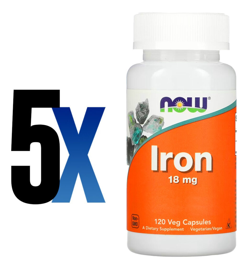 Ferro Bisglicinato 18 Mg 120veg Cáps Importado 5un Now Foods - Imagem 2