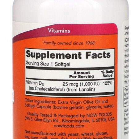 Suplemento En Cápsulas Moles Now Structural Support Vitamina D3 De 180 Un - Imagem 2