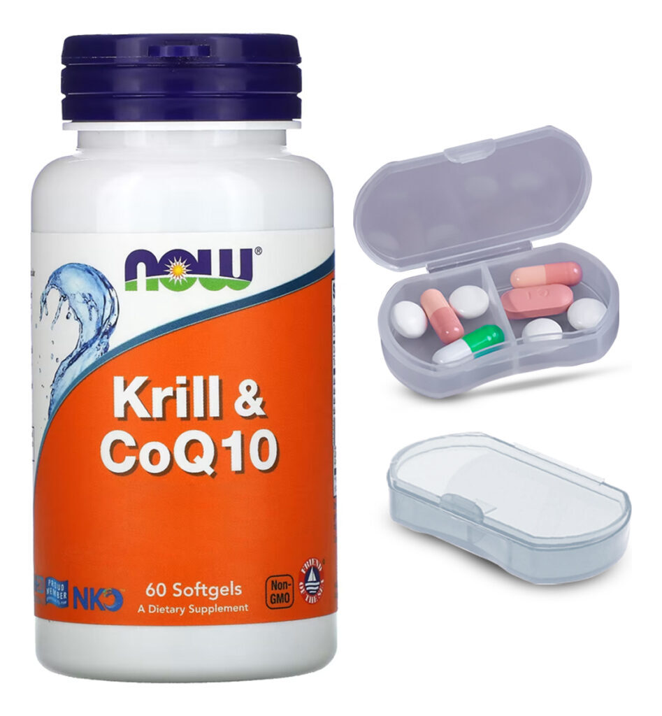 Krill E Coq10 Now Foods 60 Softgels Produto + Porta Cápsulas