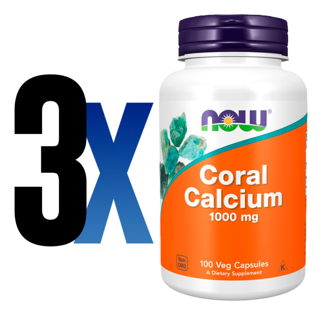 Coral Cálcio 1000mg 100 Cáps Importado 3un Now Foods - Imagem 2