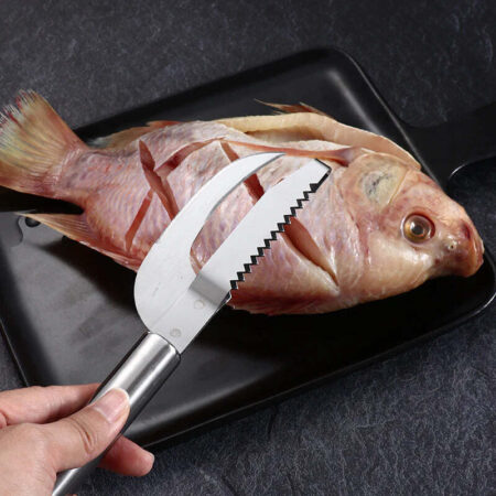 Faca Profissional Multifuncional em Aço Inox | Trata e Limpa Peixe - Imagem 2