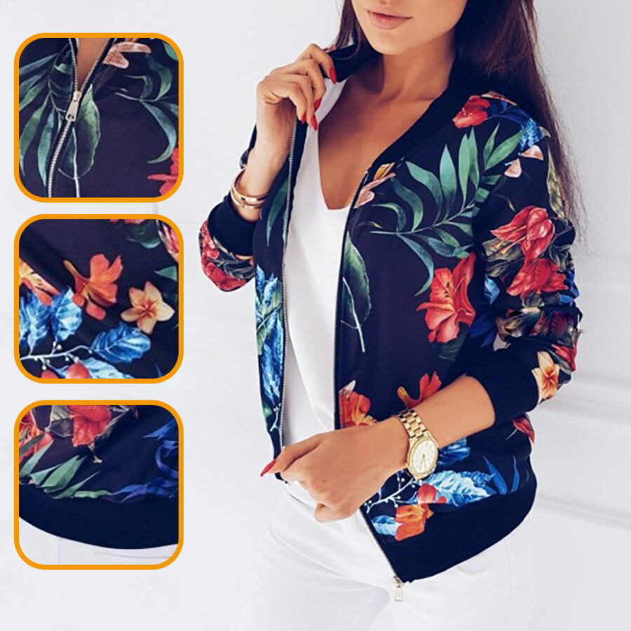 Jaqueta Feminina Bomber Slim Floral Fnac - Imagem 4