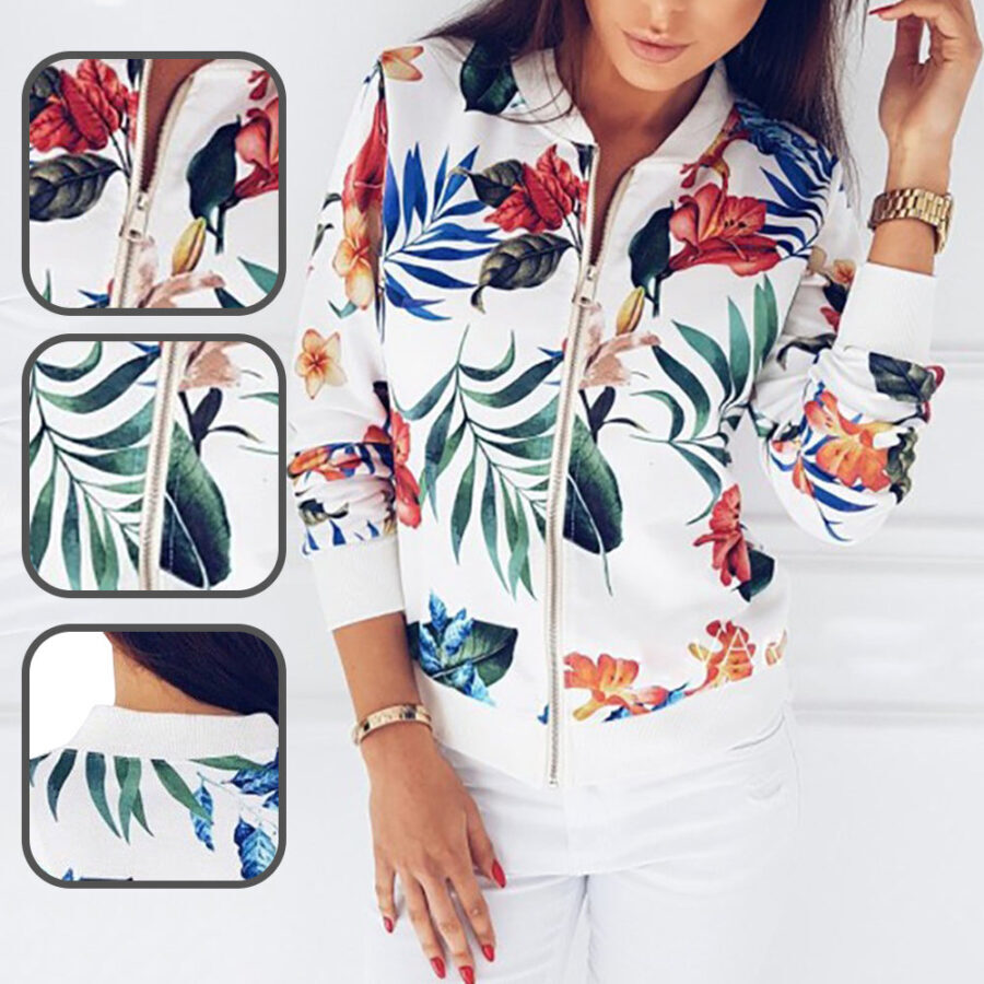Jaqueta Feminina Bomber Slim Floral Fnac - Imagem 5