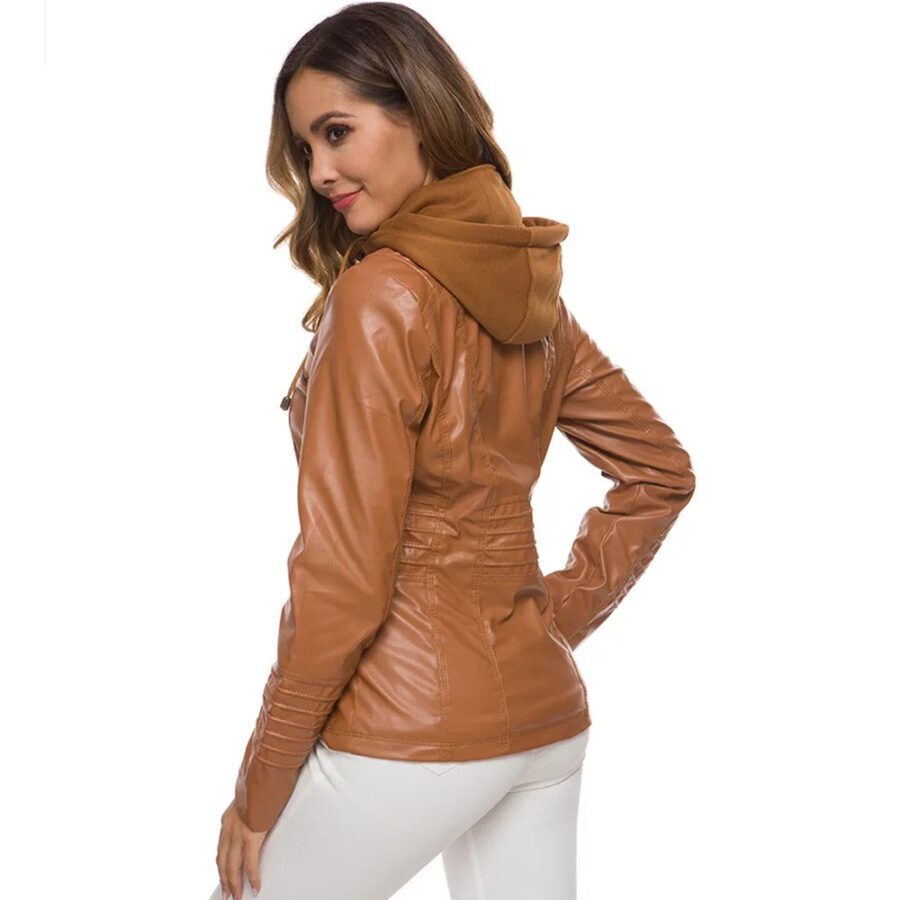Jaqueta Feminina de Couro Vintage Impermeável Fnac - Imagem 4