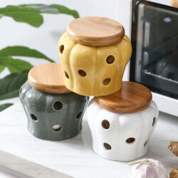Pote de Cerâmica com Tampa de Bambu Ventilável Fnac
