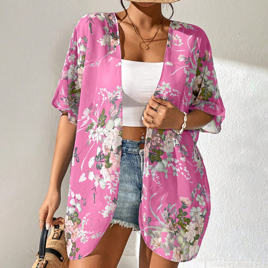 Quimono Feminino Floral de Manga Batwing Fnac - Imagem 2