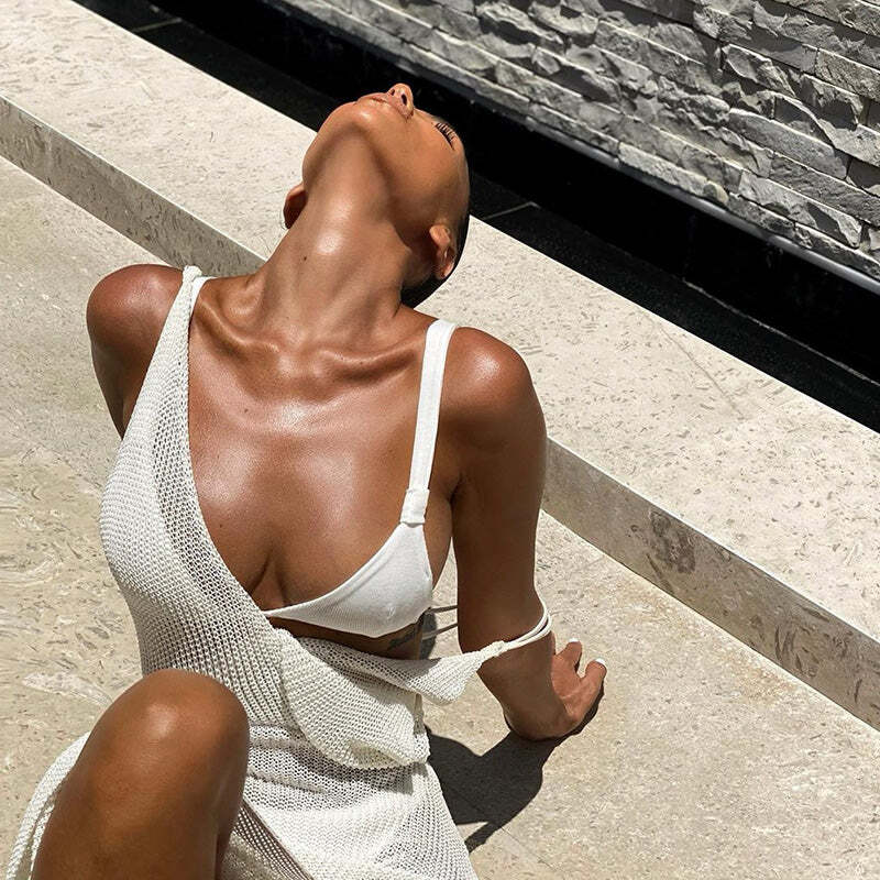 Saída de Praia Feminina com Decote em V de Crochê Fnac - Imagem 4