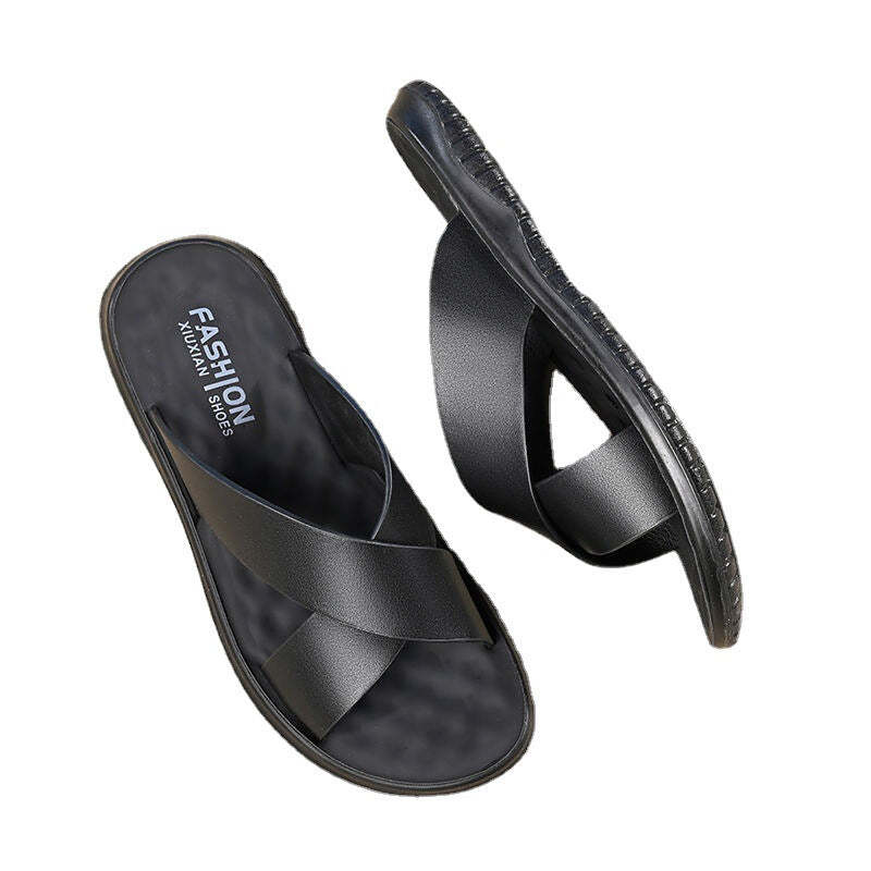 Sandália Masculina Ergonômica de Couro Antiderrapante Fnac