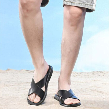 Sandália Masculina Ergonômica de Couro Antiderrapante Fnac - Imagem 2