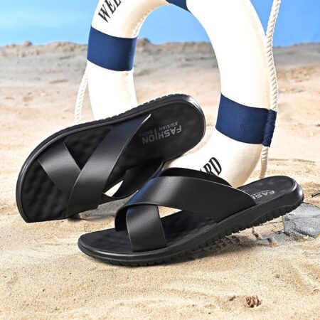 Sandália Masculina Ergonômica de Couro Antiderrapante Fnac - Imagem 3