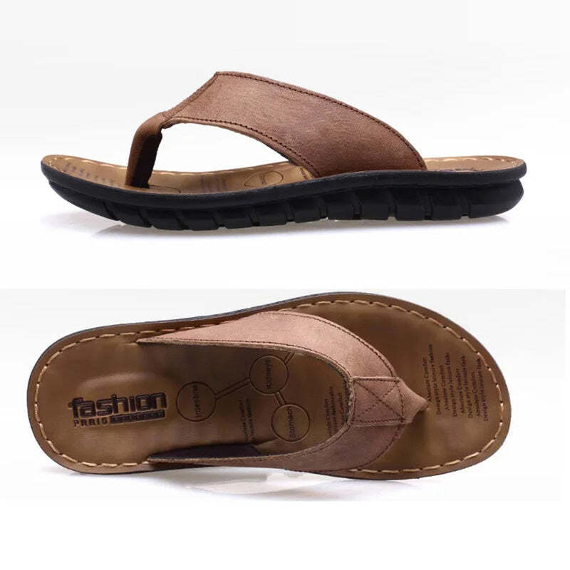 Sandália Masculina de Couro Antiderrapante Fnac - Imagem 8